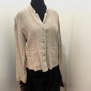 Eileen Fisher Button-up Top Medium 100% Irish Linen